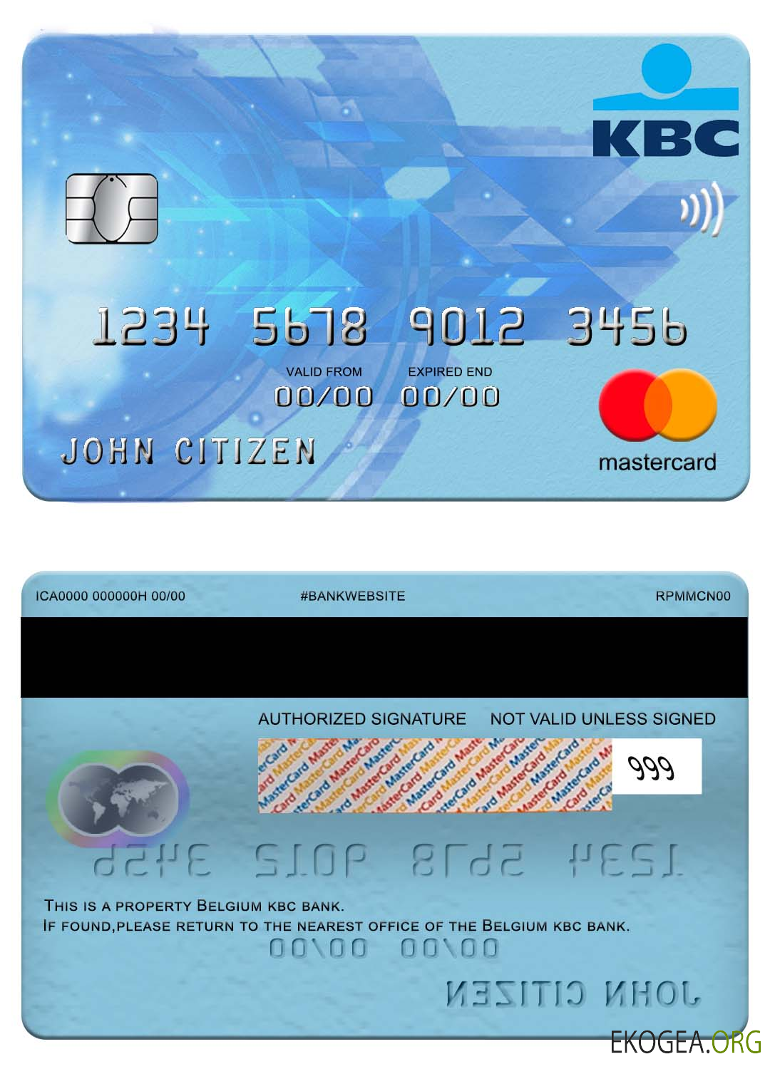 Mastercard de la banque KBC belge